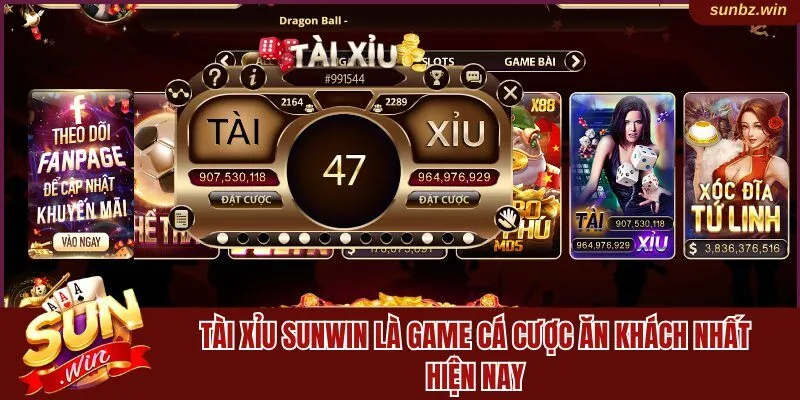 Tài xỉu Sunwin là game cá cược ăn khách nhất hiện nay